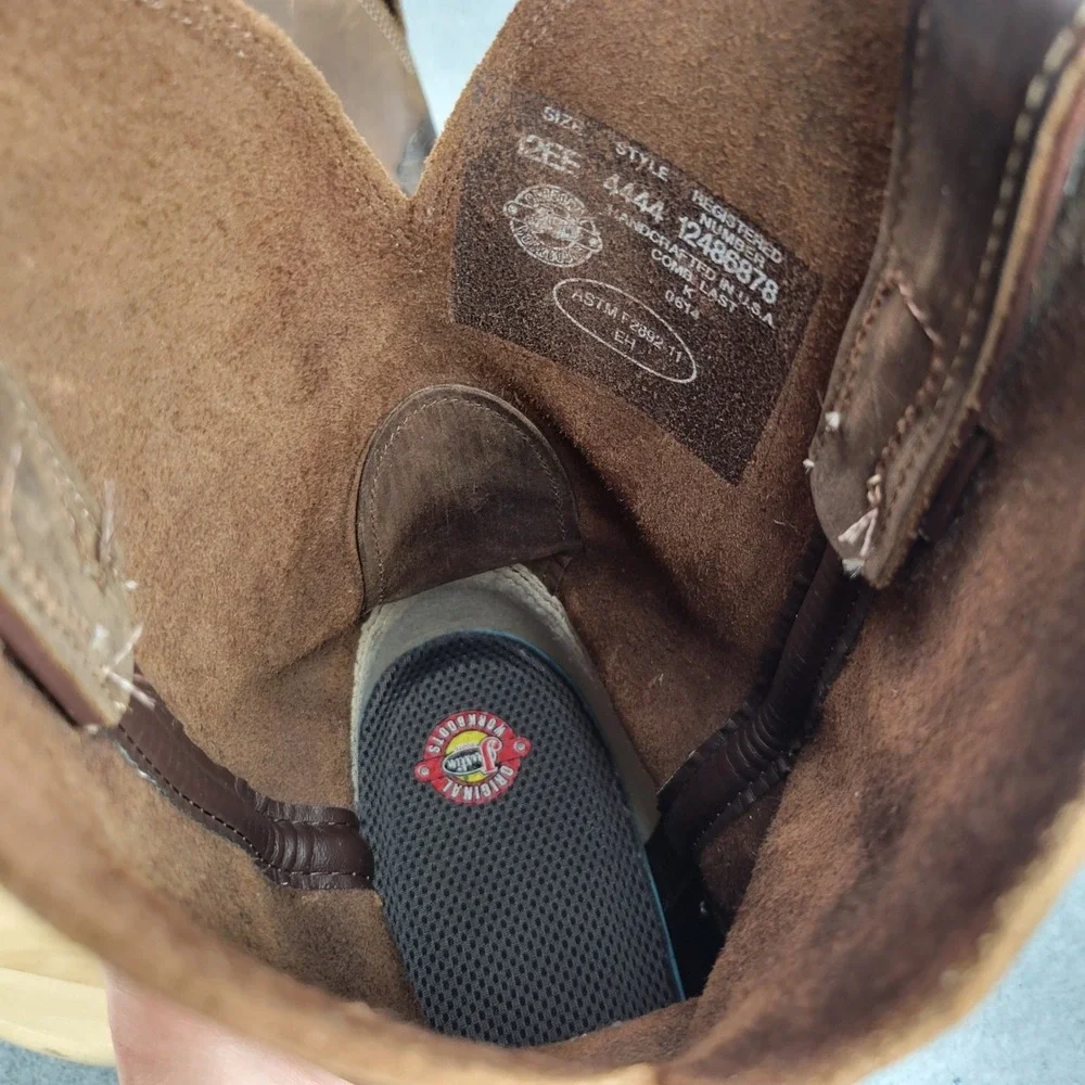 Justin Balusters Work Boots Mens 12EE Brown Leather Pull On EH Rated 4444 USA